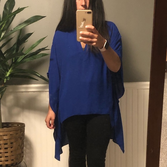 ❤️ Dear Apple High Low Royal Blue Blouse - Picture 3 of 11
